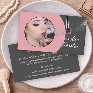 Custom Mauve Taupe Blush Pink Makeup Artist Visitkort