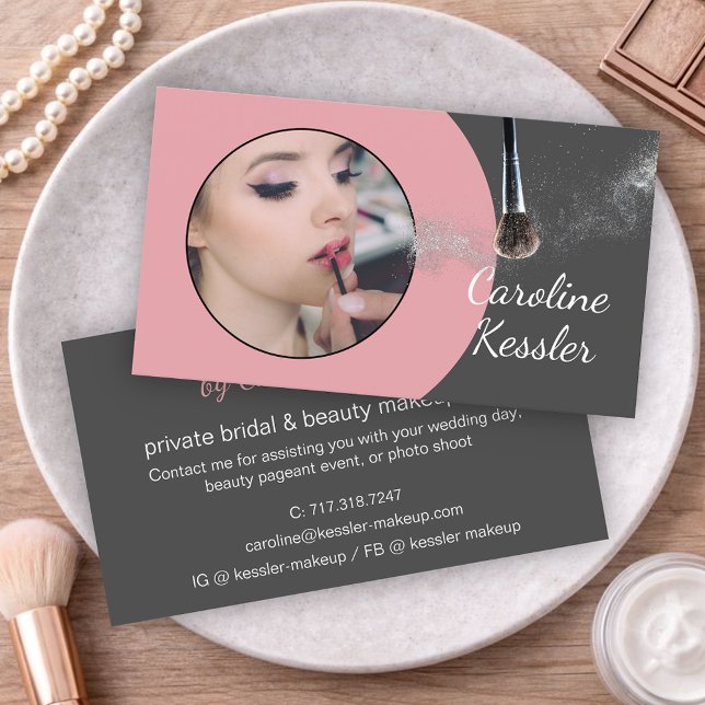 Custom Mauve Taupe Blush Pink Makeup Artist Visitkort (Skapare uppladdad)