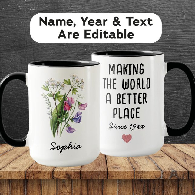 Custom May Birth Flower - Personalized Name Mugg (Skapare uppladdad)