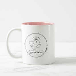 Custom Medical Nurse Mug – Name Text Design Två-Tonad Mugg