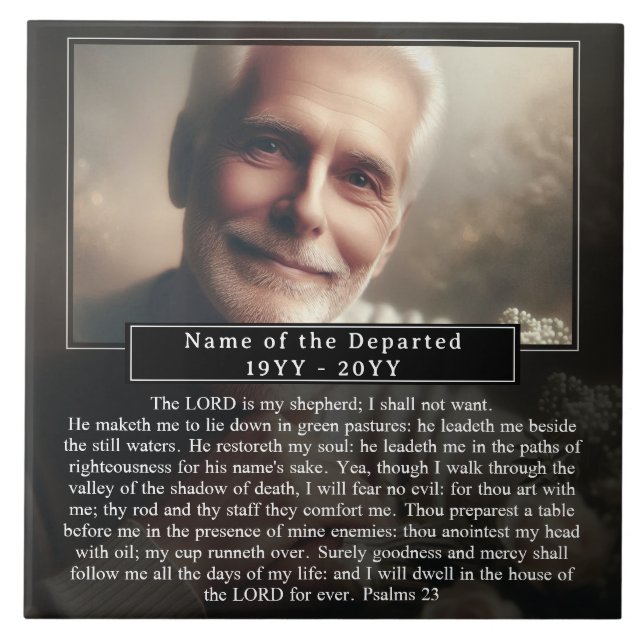 Custom Memorial Keepsake Photo Name Bible Verse Kakelplatta (Framsidan)