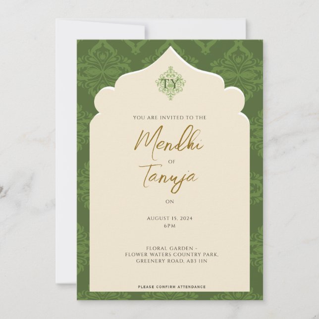 Custom Mendhi Invitation | Henna Night Inbjudningar (Framsida)