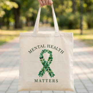 Custom Mental Health Matters Quote Green Ribbon  Tygkasse
