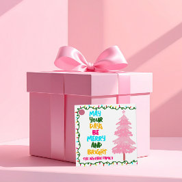 Custom Merry Bright Pink Christmas Party Gåvor Etiketter