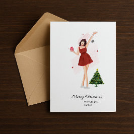 Custom Merry Christmas Cute Sketch Julkort