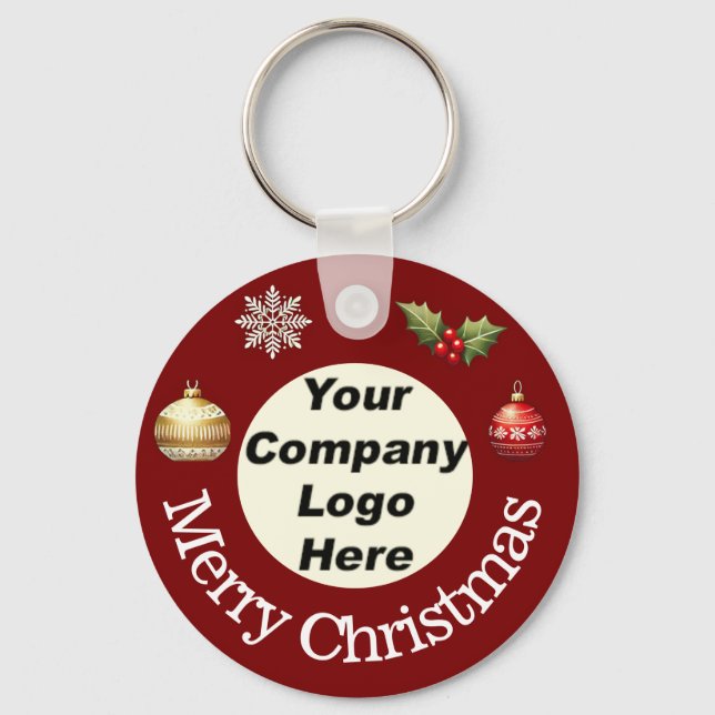 Custom Merry Christmas Keychain with Company Logo Nyckelring (Framsida)