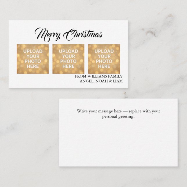 Custom Merry Christmas Photo Business card theme Visitkort (Fram/baksida)