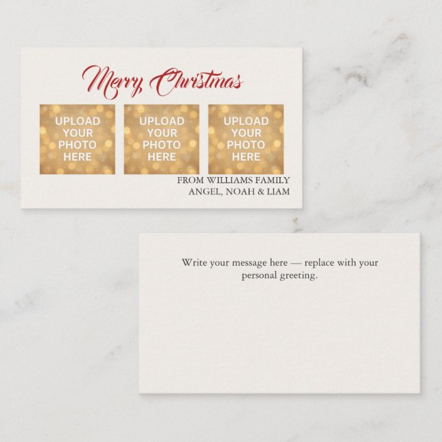 Custom Merry Christmas Photo Card Visitkort (Fram/baksida)