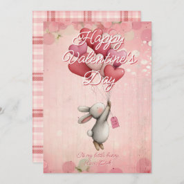 Custom Message bunny Animal Valentines Day Julkort