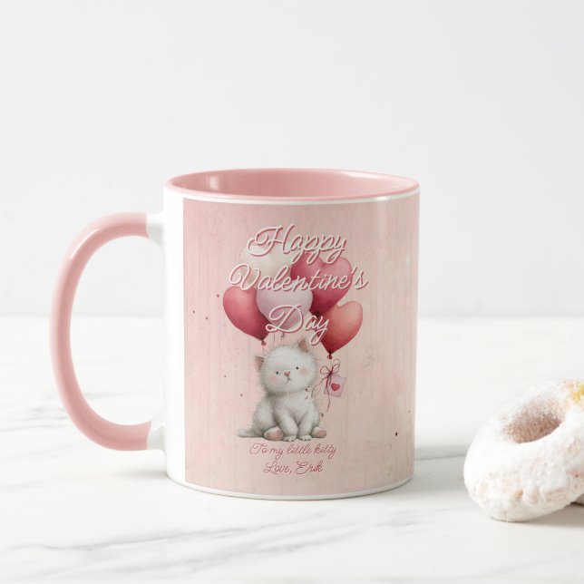 Custom Message Cat Animal Valentines Day Mugg (Med munk)
