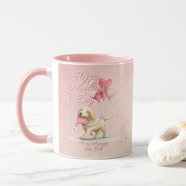 Custom Message Dog Animal Valentines Day Mugg (Med munk)