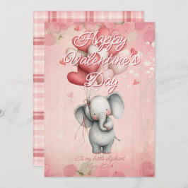 Custom Message Elephant Animal Valentines Day Julkort