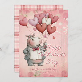 Custom Message Hippo Animal Valentines Day Julkort