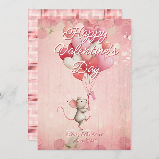 Custom Message Mouse Animal Valentines Day Julkort (Fram/baksida)