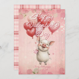 Custom Message Pig Animal Valentines Day Julkort