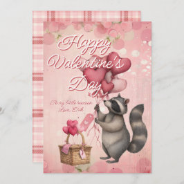 Custom Message Raccoon Animal Valentines Day Julkort