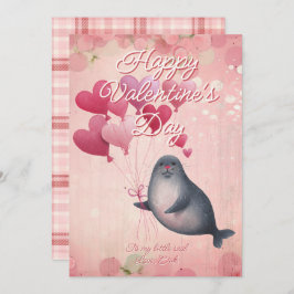 Custom Message Seal Animal Valentines Day Julkort