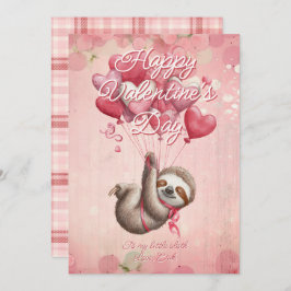 Custom Message Sloth Animal Valentines Day Julkort