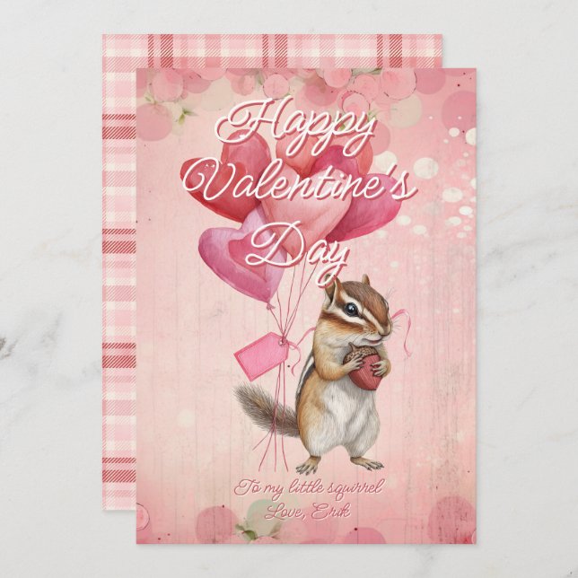 Custom Message Squirrel Animal Valentines Day Julkort (Fram/baksida)