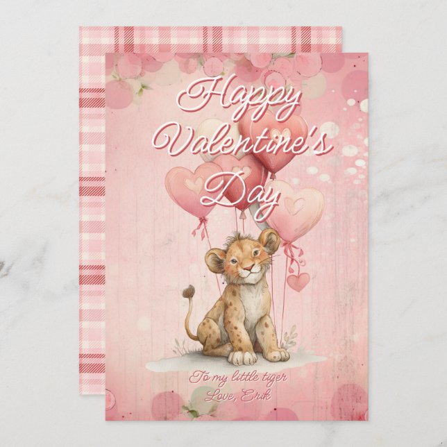 Custom Message Tiger Animal Valentines Day Julkort (Fram/baksida)