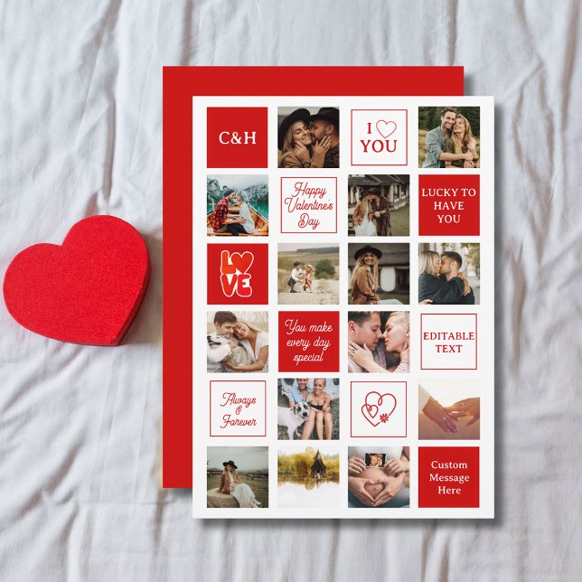 Custom Messages Husband 14 Photo Valentine's Day Julkort (Custom Messages Husband 14 Photo Valentine's Day Holiday Card
)