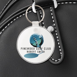 Custom Metal Golf Bag Tag, Personalized Round Name Nyckelring