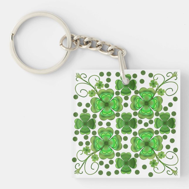 Custom Metallic Green Clover & Swirl Pattern  (Framsidan)