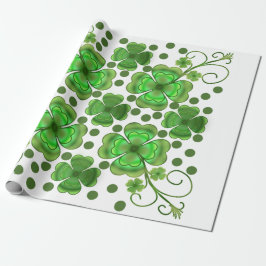 Custom Metallic Green Clover & Swirl Pattern  Presentpapper