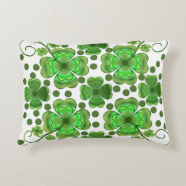Custom Metallic Green Clover & Swirl Pattern  Prydnadskudde