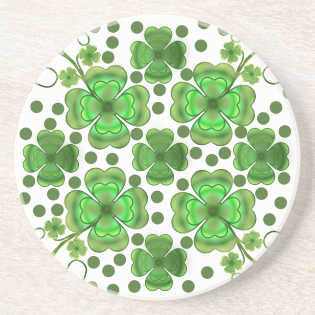 Custom Metallic Green Clover & Swirl Pattern  Underlägg (Framsidan)