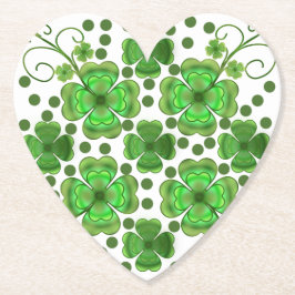 Custom Metallic Green Clover & Swirl Pattern  Underlägg Papper