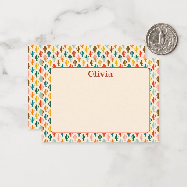 Custom Mexican Cacti Note Card Anteckningskort (Fram/Back In Situ)