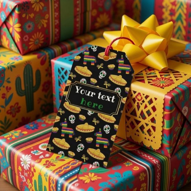 Custom Mexican Fiesta & Día de Muertos  Presentetikett (Skapare uppladdad)