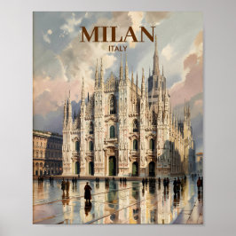 Custom Milan Duomo di Milano Vintage Watercolor Poster