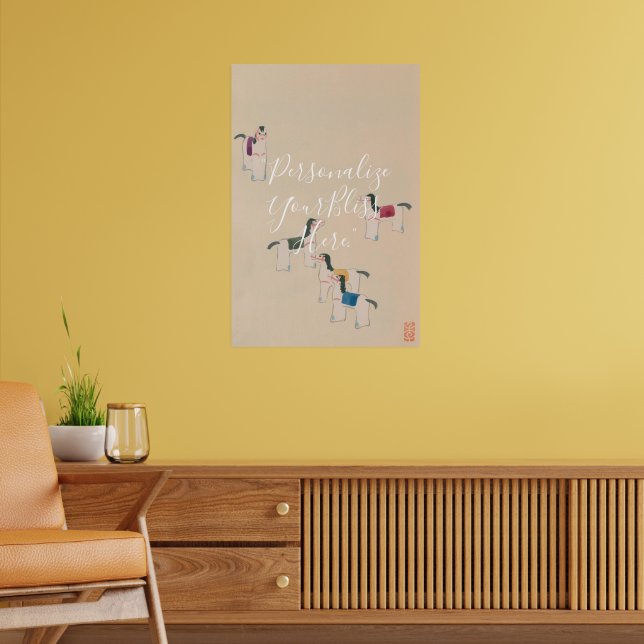 CUSTOM Minimal Japanese Folk Horse Art Print  Poster (Vardagsrum 2)
