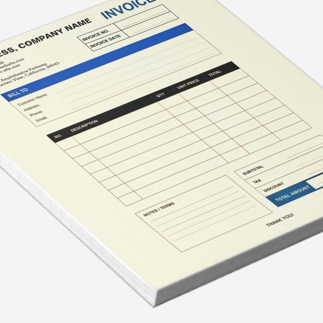 Custom Minimalist Business Invoice Sales Receipt Anteckningsblock (Modern Small Business Invoice Sales Receipt Gray Notepad)