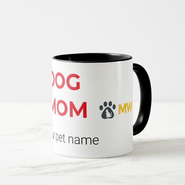 Custom Minimalist Dog Mom Two-Tone Mug – Personali Mugg (Framsida höger)