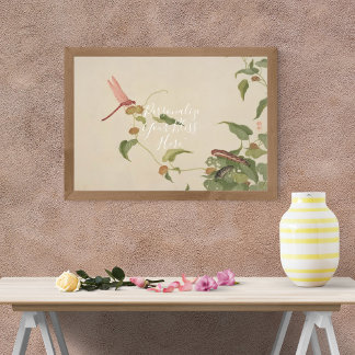 CUSTOM Minimalist Dragonfly & Caterpillar Print Poster