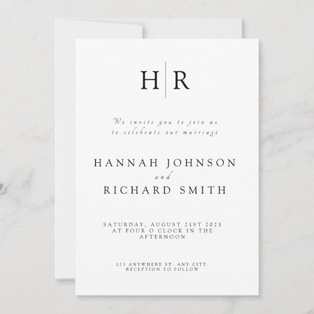 Custom Minimalist Wedding Invitation Inbjudningar (Framsida)