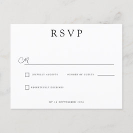 Custom Minimalist Wedding RSVP Meddelande Vykort