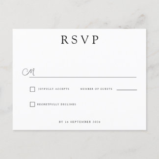 Custom Minimalist Wedding RSVP Meddelande Vykort