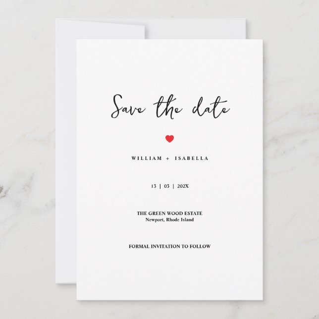 Custom Minimalistic Wedding Save the Date  Spara Datumet (Framsida)