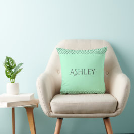 Custom Mint Green Throw Pillow | Name & Initials Kudde