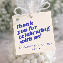 Custom Modern Blue Retro Baby Shower Thank You Gåvor Etiketter