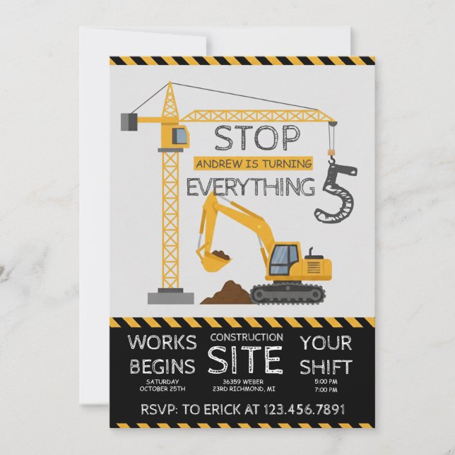 Custom Modern Dump Truck birthday party Inbjudningar (Framsida)