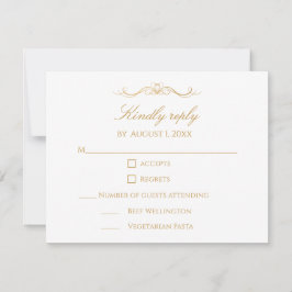Custom Modern Elegant Script Gold & White Wedding OSA Kort
