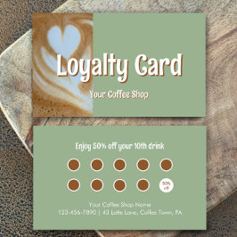 Custom Modern Eucalyptus Coffee Cafe Customer Lojalitetskort