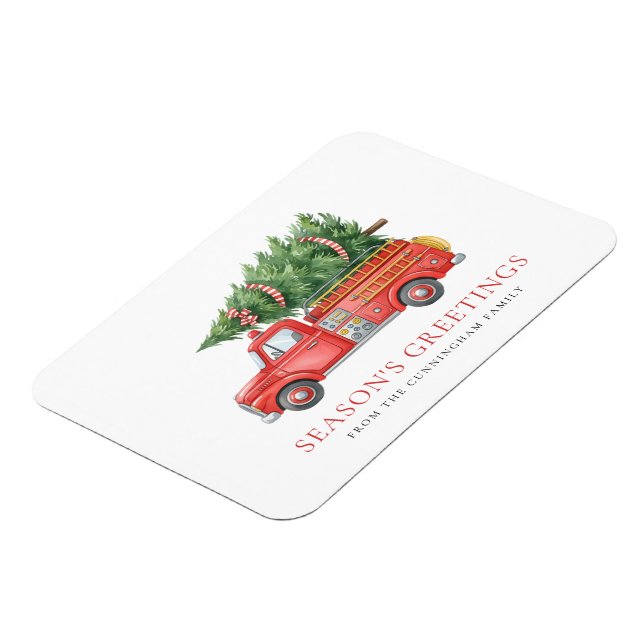 Custom Modern Firefighter Christmas Fire Truck  Magnet (Vänstra Sidan)