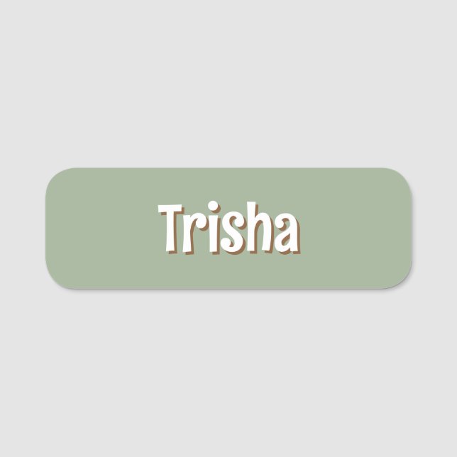 Custom Modern Fun Sage Coffee Shop Employee Namnbricka (Framsida)