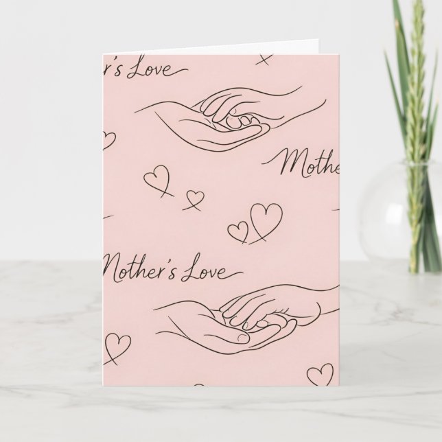 Custom Modern Line Art Mother's Day Kort (Framsida)